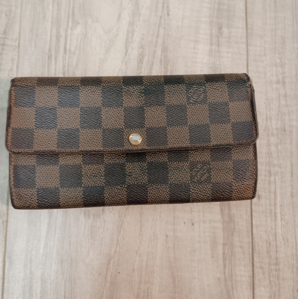 Louis Vuitton Brown Damier Ebene Checkered Wallet
